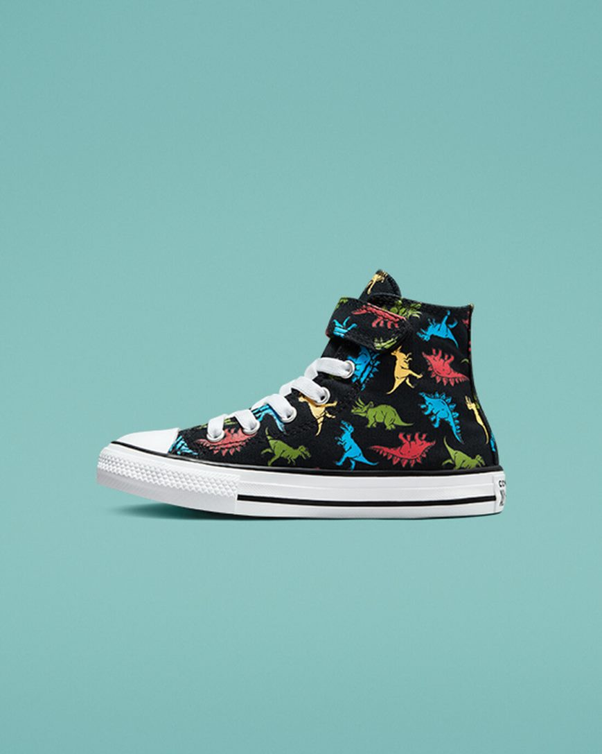 Dívčí Boty Vysoké Converse Chuck Taylor All Star Easy-On Dinosaurs Černé Červené Blankyt | CZ FDMO28